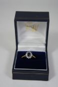 9ct Ladies Diamond Sapphire Ring , size O