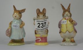 Beswick Beatrix Potter Figures Tailor of Gloucester, Mrs Flopsy Bunny, Mr Benjamin Bunny BP3B (3)