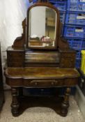 A 19th Century Burr Walnut Dressing Table together with Plywood chest of drawers (2)