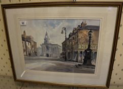 A watercolour painting of Burslem Circ 1959 by Ivan Taylor in wooden frame 75cm x 55cm