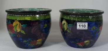 Pair Hancocks Rubens Ware Planters decorated with Pomegranates signed F Abraham, height 15cm  (2)