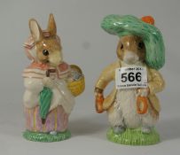 Royal Albert large size Beatrix Potter figures Mrs Rabbit and Benjamin Bunny (2)