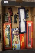 A collection of vintage railway engines, carriages some boxed 10 in total