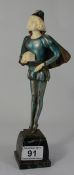 Art Deco style cold painted bronze and Ivory figure mounted on a marble base height 28cm (some