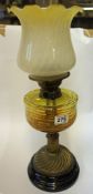 Victorian oil lamp Euroanian on brass base complete with duplex double oil burner