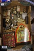 A collection of various items to include gold watches, silver pocket watches, serving spoons, tin