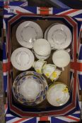 A collection of Royal Doulton coronet part tea set consisting of 6 cups, saucers, side plates and