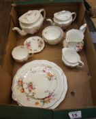 A collection of Royal Crown Derby Tea ware in Derby Peonies design , Teapots, Jugs , Plates etc(11)