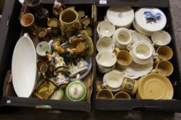 A collection 2 trays consisting of Wade Lustre ware, woods indian Tree vase, Wedgwood ETC.