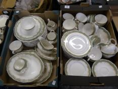 Two Trays comprising Large Collection of Royal Doulton Fountain Bleu Dinner and Tea Wares (approx