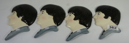 Set of Four Moorland Pottery Wall Masks as the Beatles