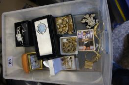 A collection of various Costume Jewellery, Wrist Watches, Travelling Clocks, Staffordshire Knot