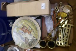 A collection of various Pottery and Brassware to include Collector Plates, Boxed Porcelain Tea
