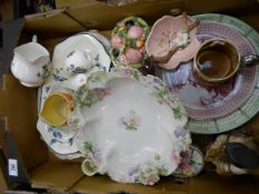 A collection of various Pottery to include Collectors Plates, Capo Di Monte Figure, Dishes, Trinkets