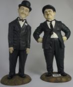 Resin figures of Laurel and Hardy, tallest 38cm