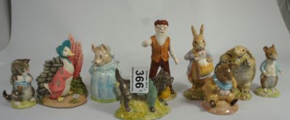 Royal Albert Beatrix Potter Figures comprising Aunt Pettitoes, Mr McGregor, Miss Moppet, Peter