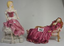 Two Large Franklin Mint Figures Sleeping Beauty and Cinderella (chip to skirt) (2)
