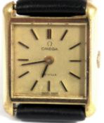 Omega De Ville Ladies Rectangular Wrist Watch, Gold Plated, Mechanical Wind, Working