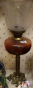Victorian Brass Oil Lamp, 69cm Tall