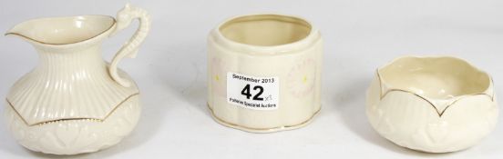 Belleek Collectors Society Items Institute Sugar & Cream Jug and Bonbonniere Jar   (3)