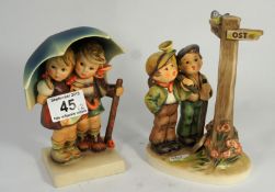 Goebel Figures Crossroads, Limited Edition and a further figure of a boy and Girl under an