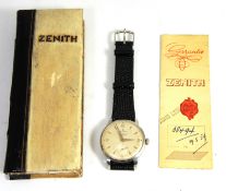 Zenith Gents Wrist Watch, Marketed by Piddocks, Hanley 1954, Stainless Steel, Boxed with Papers,
