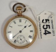 Waltham USA 9ct Gold Plated Pocket Watch, Working