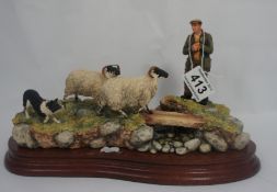 Border Fine Arts Figure Group, Steady Lad Steady, Limited Edition 1273/1500, Impressed Ayres to