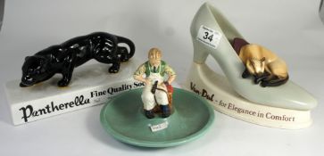 Advertising Figures Beswick Timpson Shoes, Van Dal Shoes made by Lenham Pottery together with