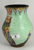 Crown Devon Fielding Vase in the Fairyland Castle design on light green ground , height 21cm