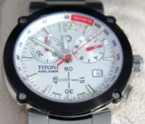 Titoni of Switzerand Airliner Wrist Watch, Stainless Steel, Quartz Movement, Spare Links, Working