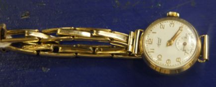 Accurist 21 Jewel 9ct Manual Wind Ladies Wrist Watch, Rolled Gold Bracelet, Working