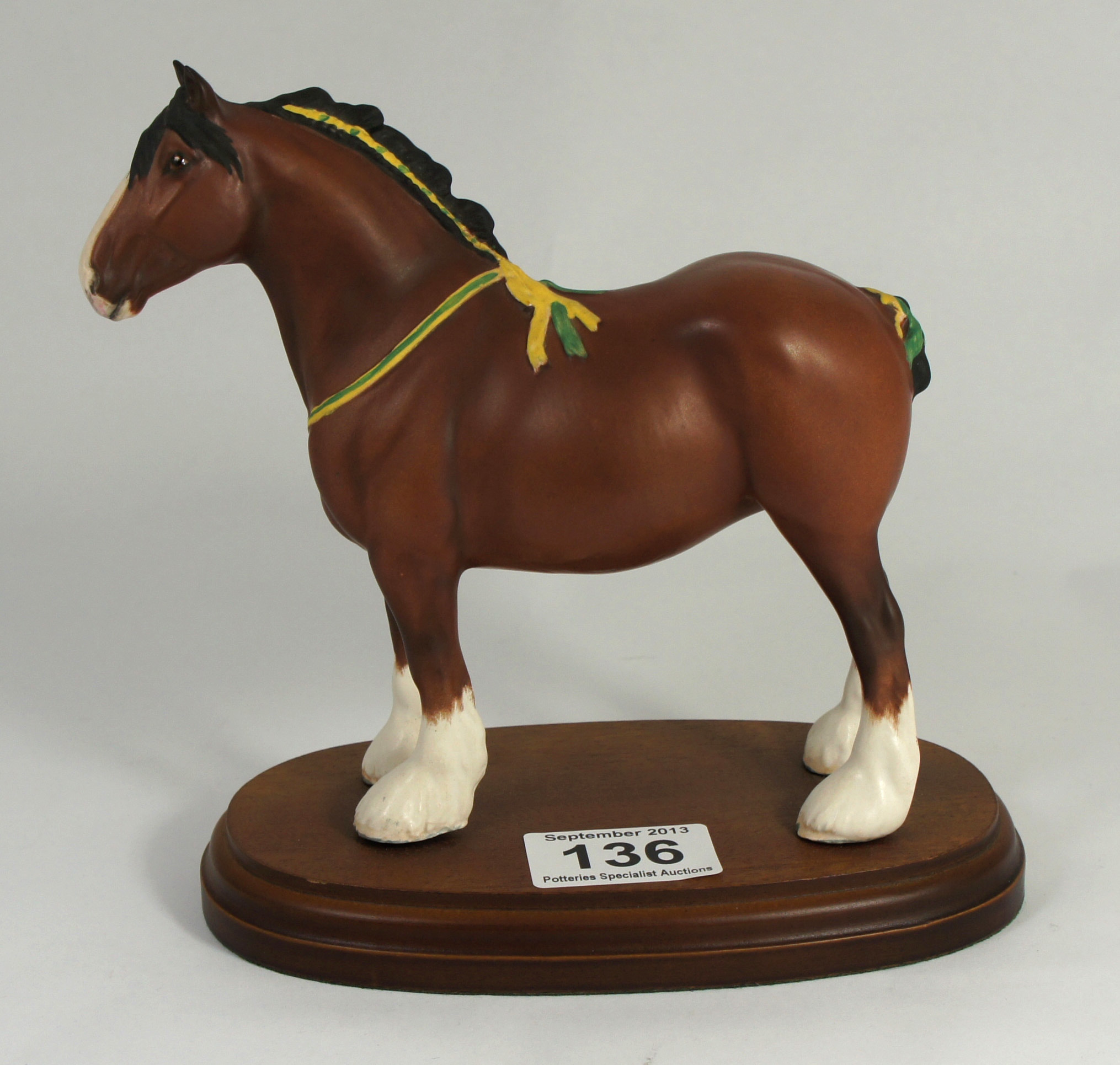 Royal Doulton Shire Horse with Ribbons on Wooden Plinth DA238