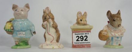 Royal Albert Beatrix Potter Figures Little Pig Robinson, No More Twist, Tom Thumb and Mrs