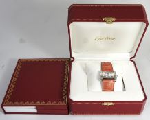 Cartier Ladies Wrist Watch, Tank De Van, Stainless Steel, Purchased 2006, Boxed with papers,