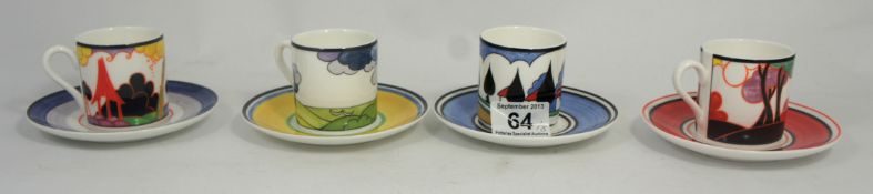 Wedgwood Clarice Cliff Coffee Cans and Saucers (8)