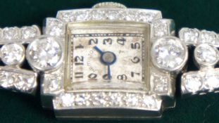 Hamilton Ladies Platinum and Diamond Cocktail Watch, Mechanical Wind, Total Weight 24g, Diamond