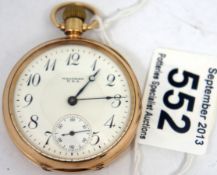 Waltham 9ct Gold Pocket Watch, Top Wind, Total Weight 85.5g