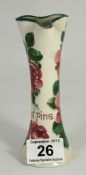 Wemyss Rose Decorated Hair Pin Fluted Vase (some paint damage)