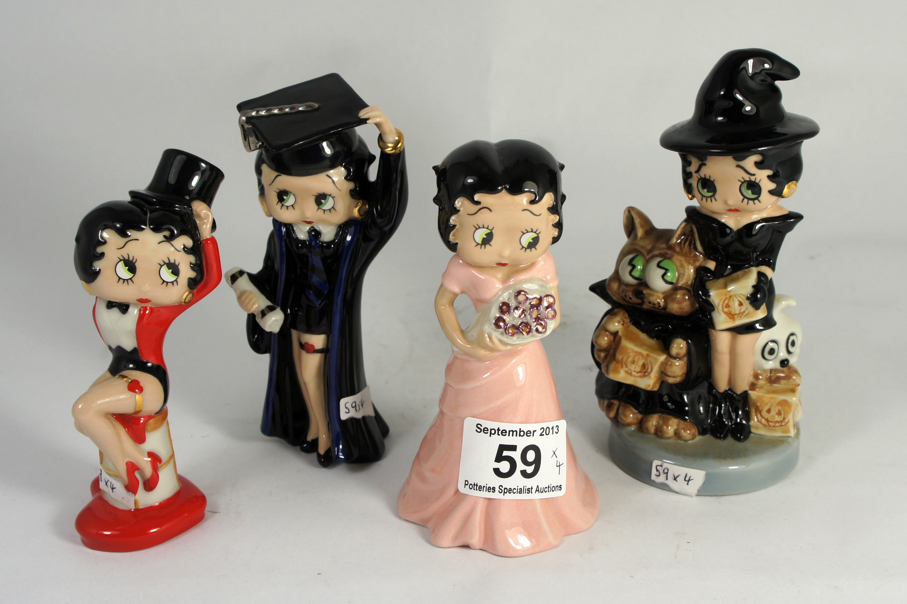 Wade Betty Boop Figures to include Betty Graduate, Rose, Halloween Trick or Treat and Ringmaster