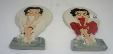 Wade Betty Boop Wall Plaques in Red Colourway in Red and White Colourways Boxed with Certificates (