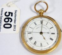 18ct gold Chronograph Pocket Watch, marked H Pidduck & Sons Hanley