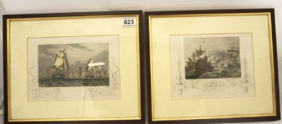 Two Framed Nautical Sea Battle Prints