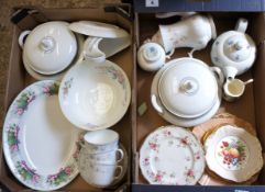 Tray comprising Royal Doulton Sherbrooke Covered Veg Dishes, Minton Cliveden Coffee Cups and