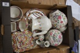 Tray of James Kent Giftware to include Ginger Jars, Vases, Planter, Royal Doulton Floral, James Kent