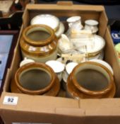 A collection of pottery to include; large athinia Edwardian tea set and 3 stone ware jars etc