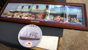 A Norfolk China pottery plate of titanic and a bradex limited edition framed set of 5 plaques of