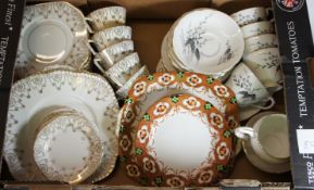 Tray comprising Pendant China Cups, Saucers, Plates a Paragon China Tea Set and Royal Albert