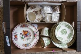 Tray lot to include Masons Fruit Basket Part Dinner Set, Bowls, Cups, Saucers etc
