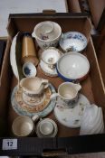 Tray to include Allerton Tea Plates, Wedgwood Items, Sylvac Jug and Dish, Copeland Spode Jardinierre